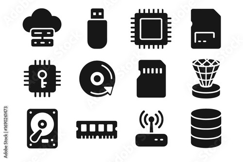 Card holographic storage modern icon memory data encryption transmitter drive vector