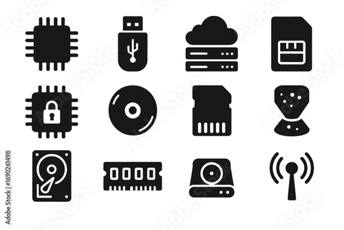 Drive disk vector icon icons card memory digital storage hard cloud wireless