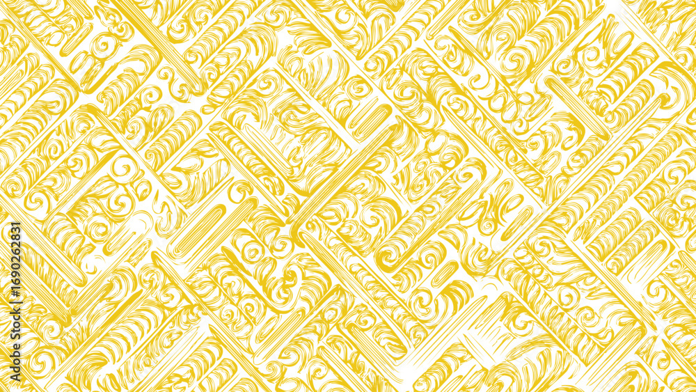 Fototapeta premium Yellow and white seamless pattern texture of old wood. Decorative retro ornament background.
