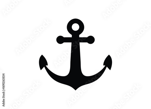 Classic black anchor silhouette maritime nautical symbol for marine adventure and sea exploration