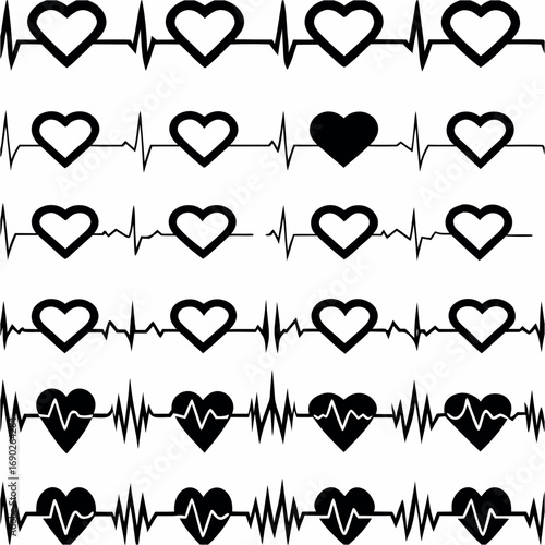 Medical electrocardiogram ecg line with heart symbol pattern pulse heartbeat rhythm cardiology vital sign healthcare medical