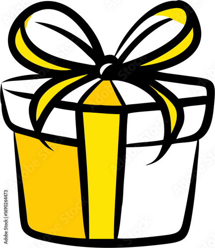 A festive wrapped gift box with a bright yellow ribbon and bow is ready for celebration giving holiday surprise present occasion special