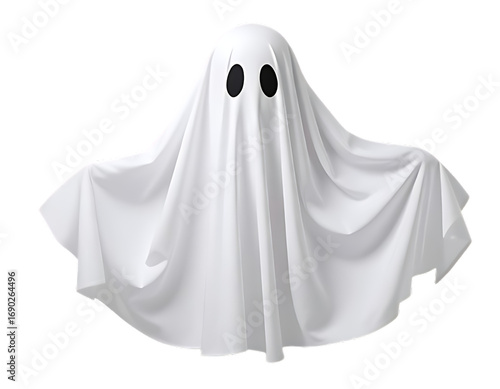 Adorable Spooky Ghost Icon for Halloween Party Decoration and Design