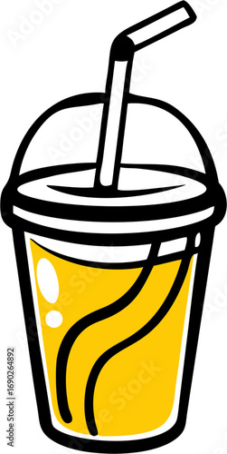 A delicious cold beverage in a clear plastic cup with a straw perfect for hot summer days refreshment and thirst quenching