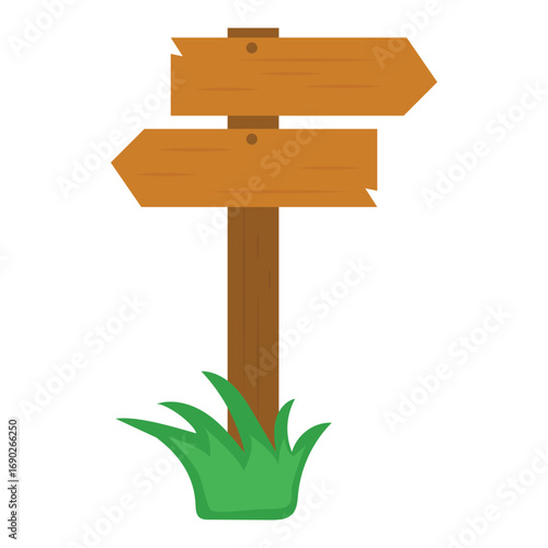 Vector wooden cartoon signs and banners isolated on white background, wooden planks, old wooden sign vector