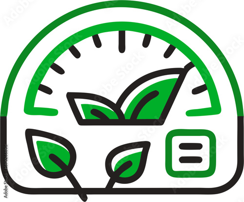Innovative green energy meter gauge showing eco friendly performance and sustainable environmental power measurement