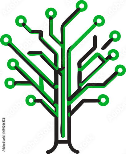 Abstract digital tree circuit board technology innovation growth connectivity network data information future science