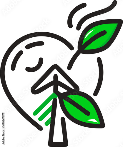 Organic growth concept with green leaves and upward arrow representing sustainability and natural development for a healthy planet