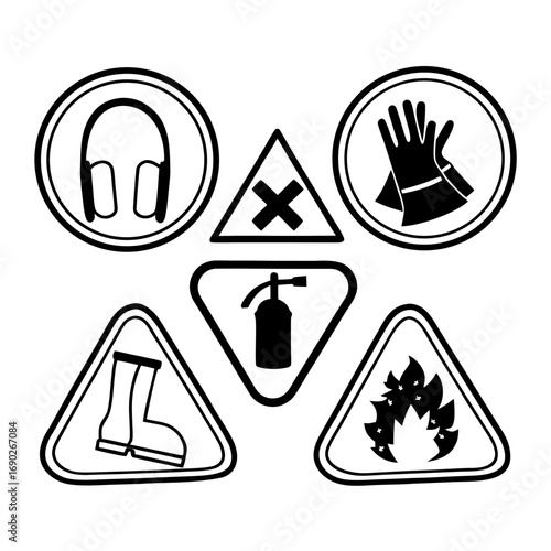 Safety first, a collection of essential safety signs and symbols