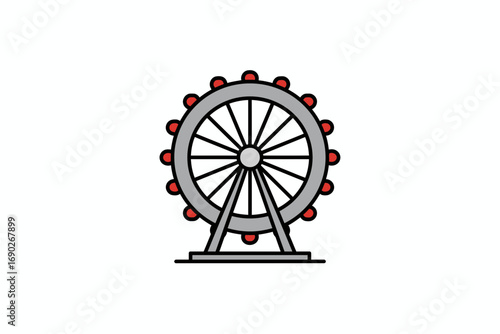 Simple, outlined illustration of a large Ferris wheel.