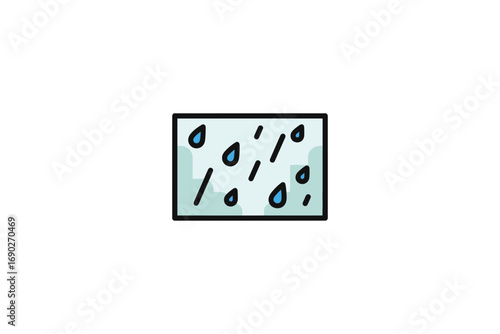 Simple graphic illustration of rain falling on a surface.