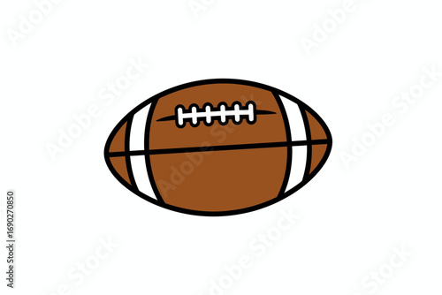 A simple illustration of an American football, brown and white, on a plain white background.