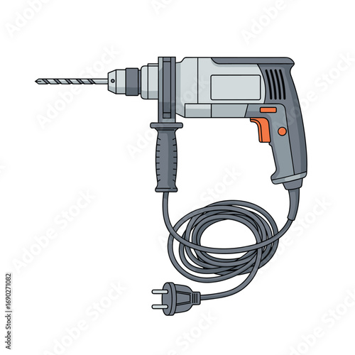 Powerful electric hammer drill tool for heavy duty construction and diy home improvement projects
