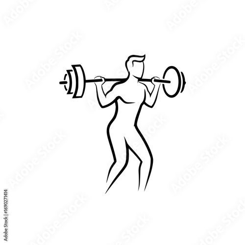 An athlete trains with a barbell icon