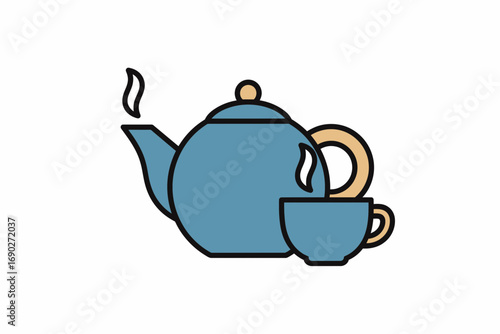 Simple illustration of a tea kettle and teacup, suggesting a comforting tea time.