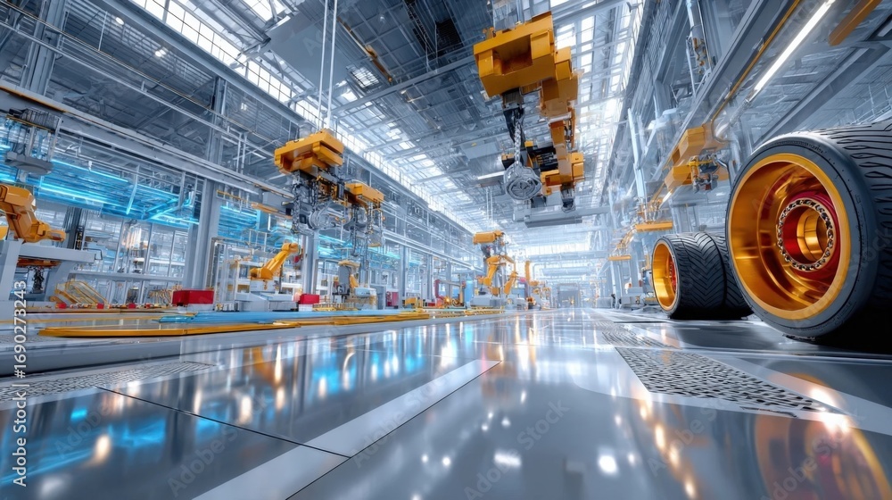 Fototapeta premium Automated Manufacturing Process in Modern Factory