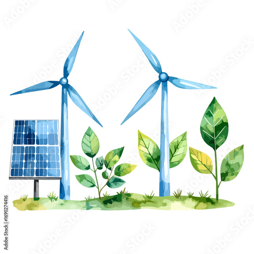 renewable energy sources illustration.