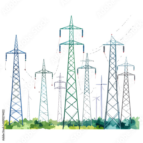 High voltage electricity pylons and towers.