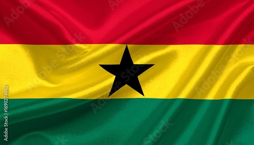 Waving Flag of Ghana with Black Star
