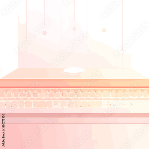 Elegant carved wooden mantelpiece detail in soft pastel tones.