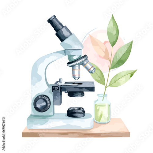 Vintage Compound Light Microscope in Focus.
