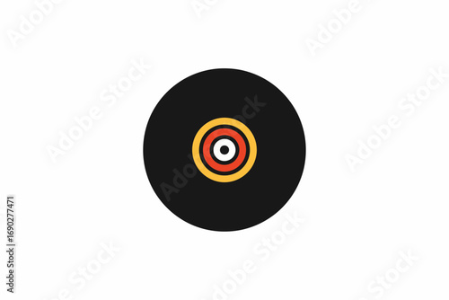 A simple, stylized illustration of a vinyl record with concentric circles.