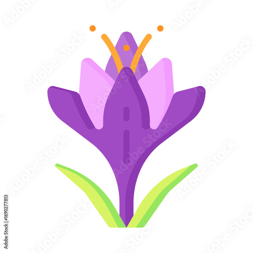 A vibrant vector illustration of a colorful flower with layered petals in a palette of pink, orange, and yellow.