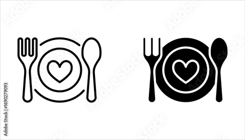 Linear romantic dinner icon set, from Birthday party outline collection on white background