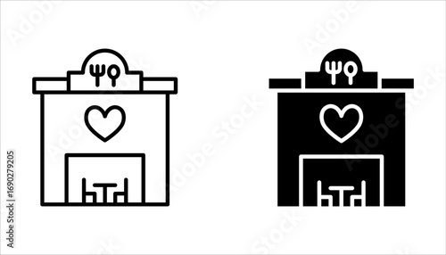 Linear romantic dinner icon set, from Birthday party outline collection on white background