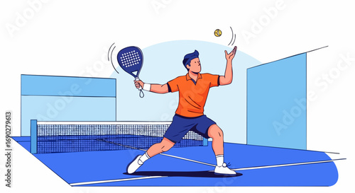 Padel Player Hitting a Forehand During a Match