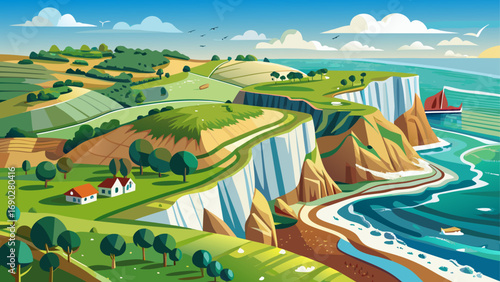 English Riviera Geopark, United Kingdom – Jurassic Coast cliffs, fossil-rich strata, and geological trails highlight the story of Earth’s evolution.