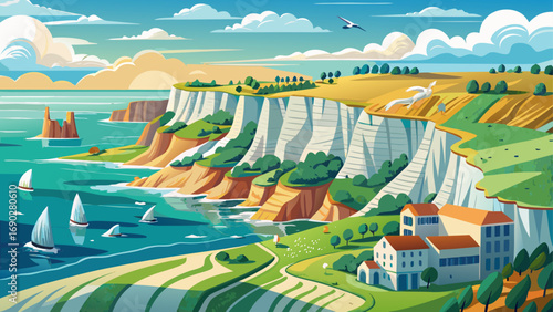 English Riviera Geopark, United Kingdom – Jurassic Coast cliffs, fossil-rich strata, and geological trails highlight the story of Earth’s evolution.