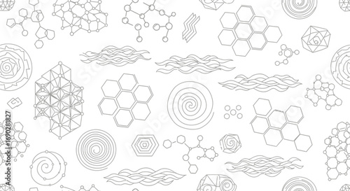 Trendy seamless pattern with scientific elements for modern design and creative projects