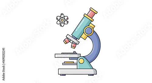 Foto Vibrant Cartoon Microscope Illustration for Science Education and Laboratory Research