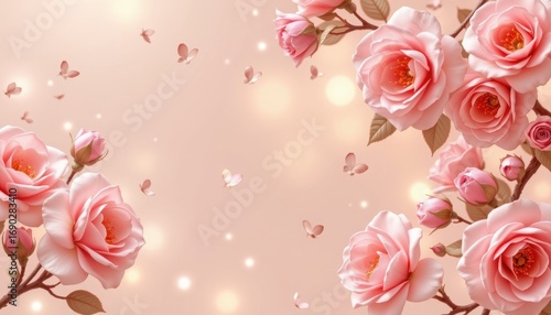 rose ivory bloom theme with light rose gold with ivory glow, seamless glowing fade, transparent pastel glow, layered romantic depth, romantic and elegant