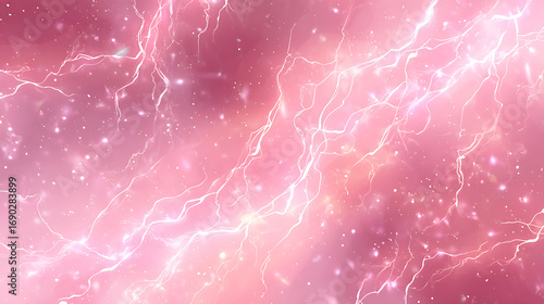 Abstract pink lightning background with glowing particles and dynamic energy for creative designs