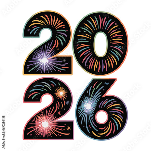 Sparkling fireworks form the numbers 2026 for a festive new year celebration