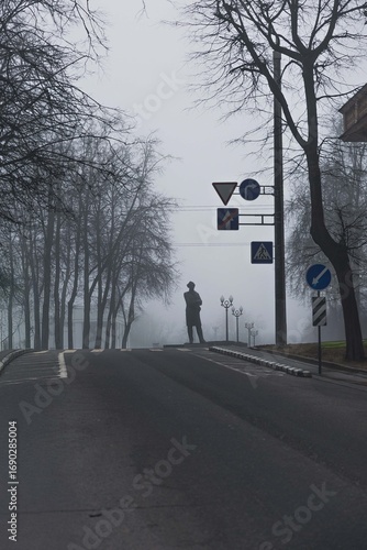 silhouette of a man walking on the street