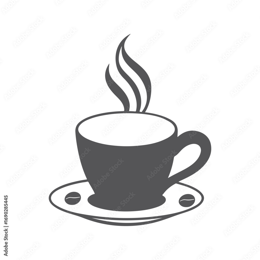 Obraz premium Coffee cup vector silhouette icon, Flat design, symbol, trending, Coffee cup icon, logo template, Editable Stroke, vector sign, branding and design, Hot coffee, graphic, Creative, Designer, 