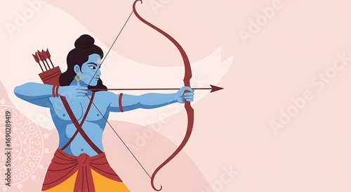 blue god aiming bow and arrow clip art preview