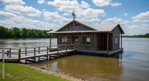 Picturesque Boathouse on the Waters Edge.