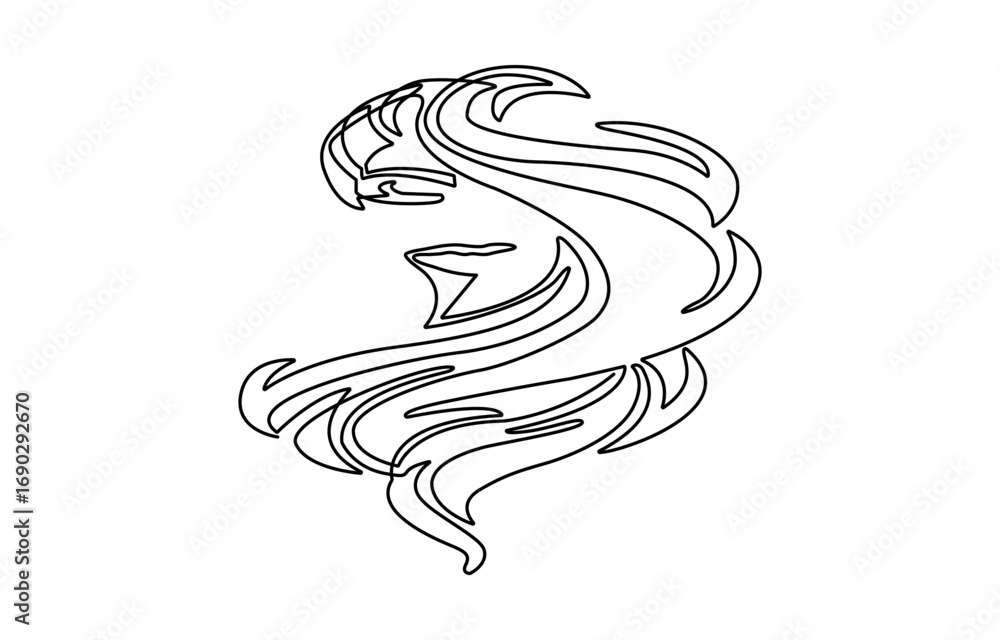 Obraz premium Hand drawn hair claw clip vector. One line continuous drawing. Linear silhouette, minimal fashion icon, beauty fashion print, banner, card, poster, brochure, doodle illustration, shop sign, logo.