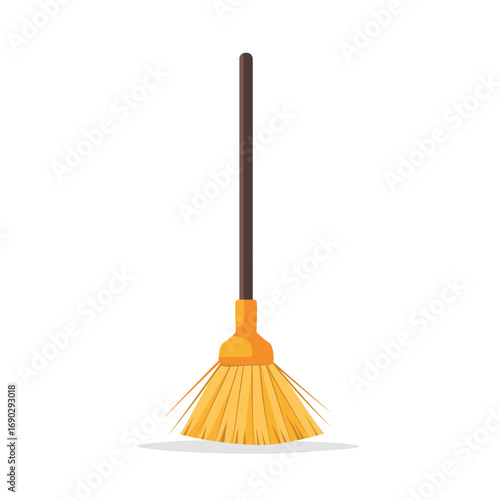 Simple broom vector illustration isolated on white background for cleaning concept