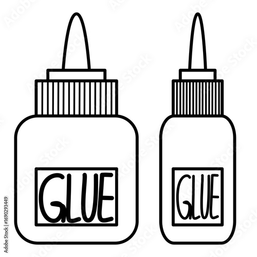 Adhesive glue cartoon illustration lineart. Back to school supplies clipart in black and white