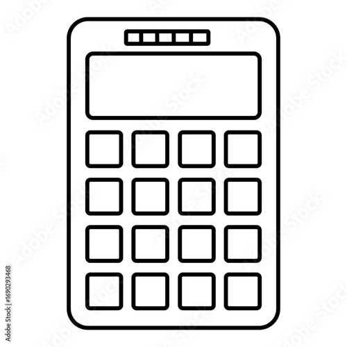 Calculator cartoon illustration lineart. Back to school supplies clipart in black and white