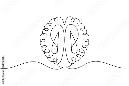 Continuous line art brain illustration perfect for education, psychology, science, and medical concepts