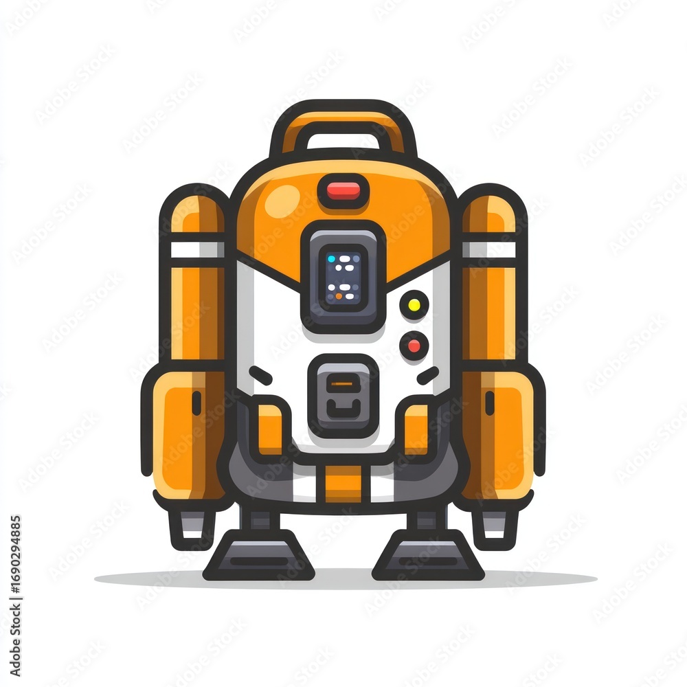Naklejka premium Orange robot backpack illustration