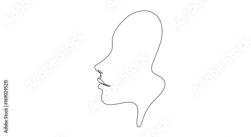 Minimalist abstract female face line art illustration