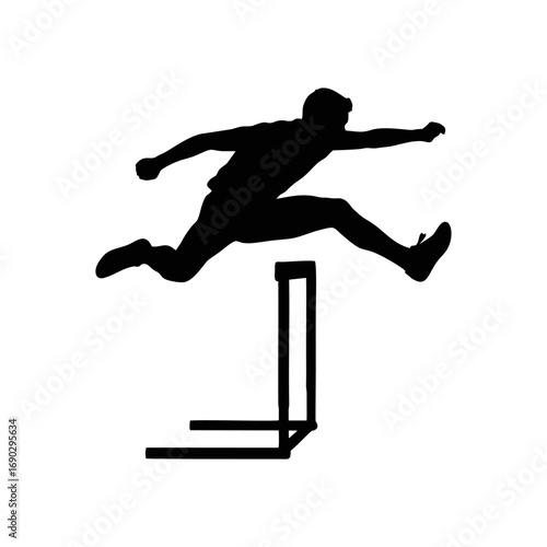 Monocolor vector silhouette of a hurdler leaping, simple pose