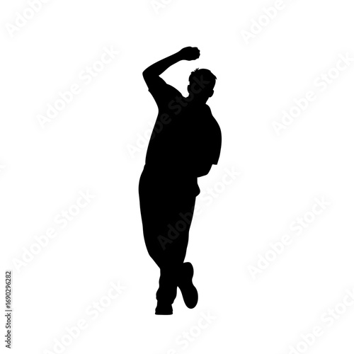 Monocolor vector silhouette of a cricket bowler mid-throw, simple pose